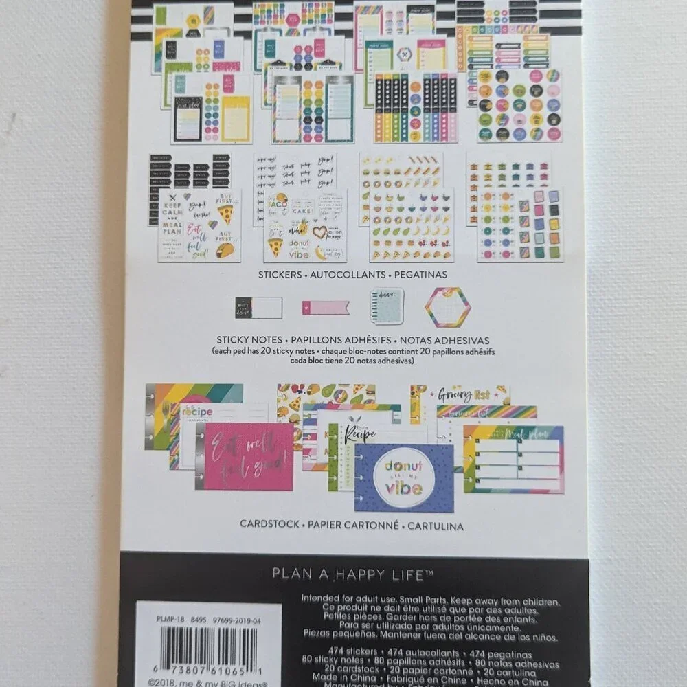 NWT 574 Happy Planner 'Meal Planning' Multi Pack Stickers Sticky Notes Food HTF